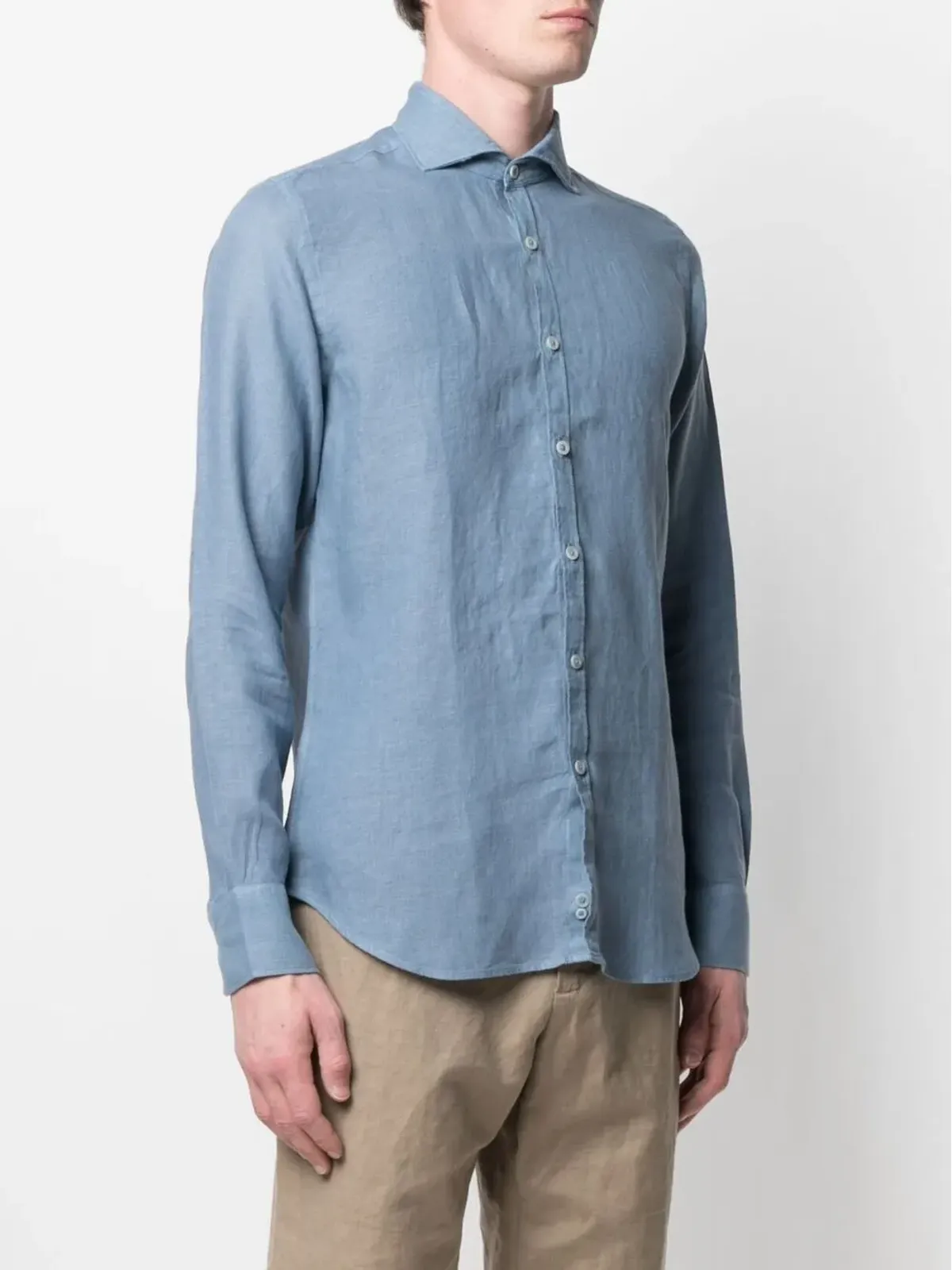 Canali スリムフィット リネンシャツ - 画像3