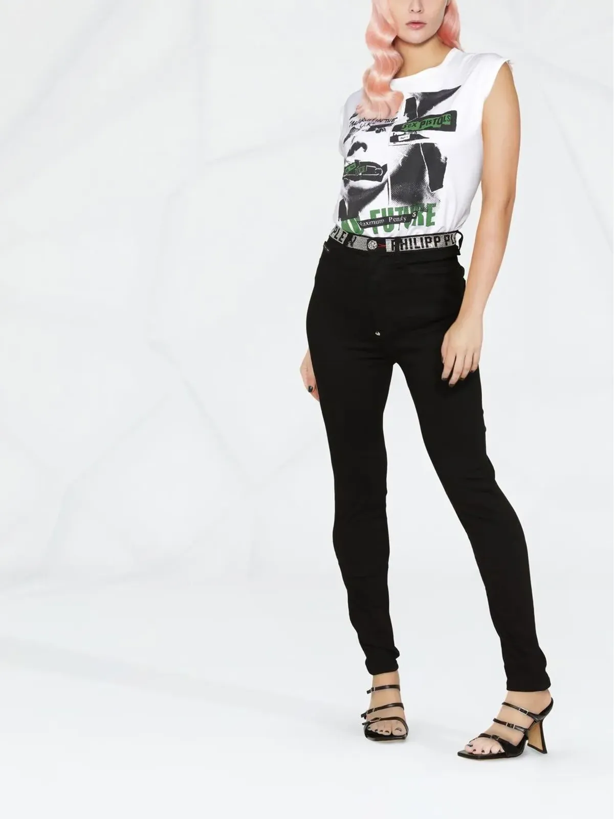 Philipp Plein ロゴ入りハイウエストスキニージーンズ - 画像4