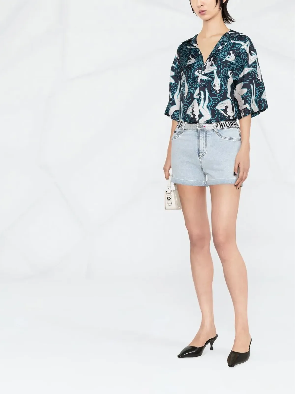 Philipp Plein ロゴ入りデニムショーツ - 画像2