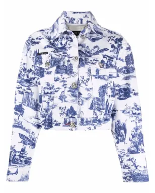 Philipp Plein デニムジャケット バロック柄プリント - サムネイル1