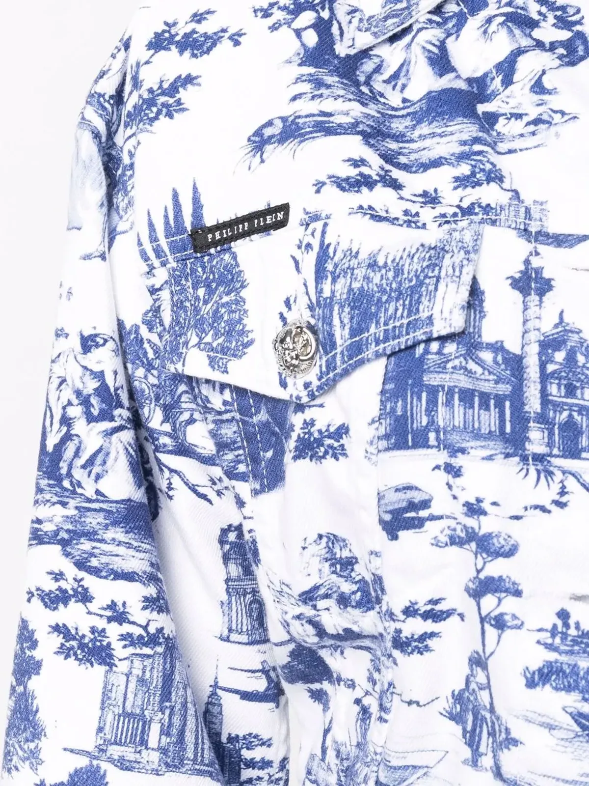 Philipp Plein デニムジャケット バロック柄プリント - 画像5