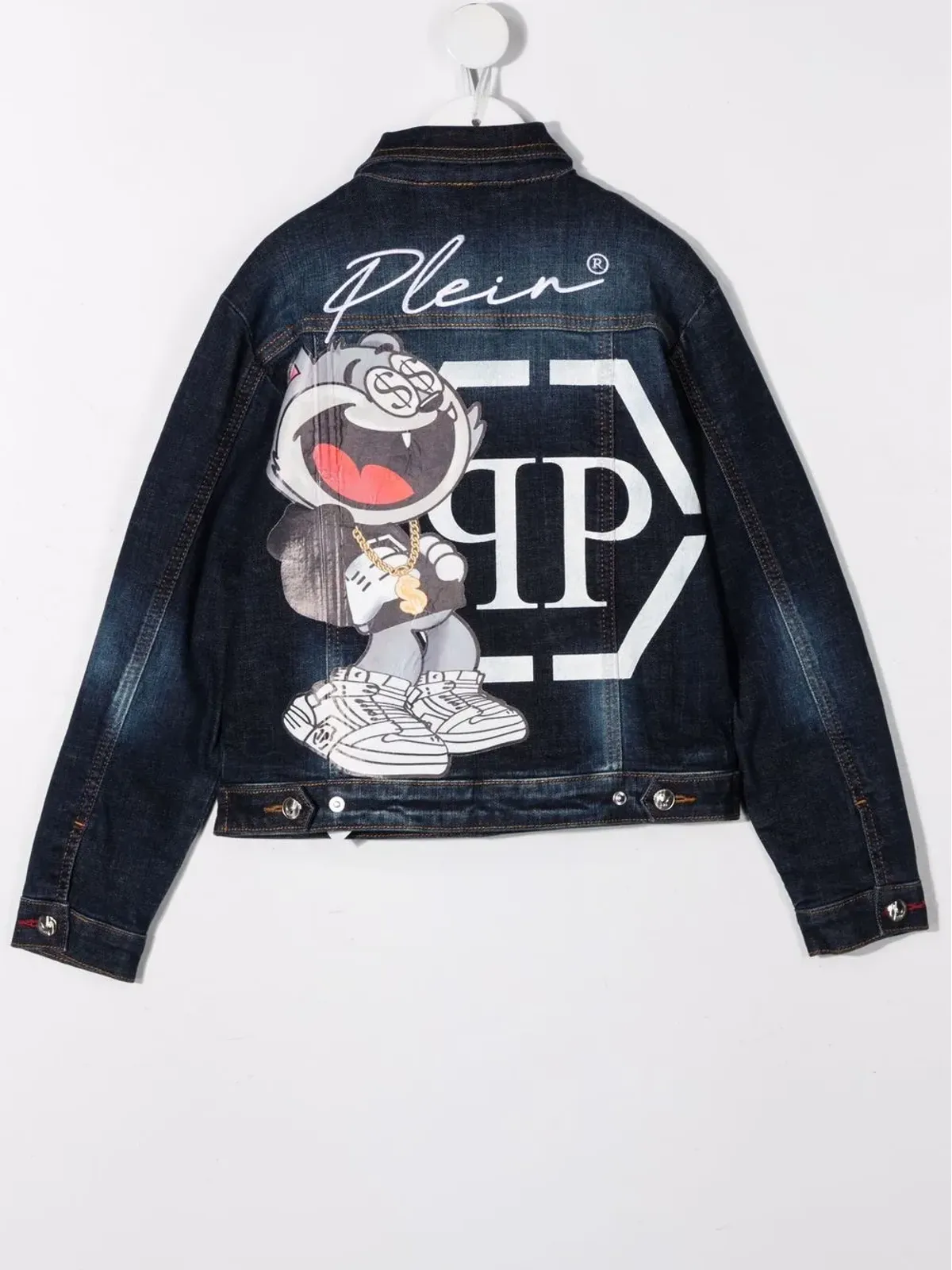 Philipp Plein Junior Dollarプリントデニムジャケット - 画像2
