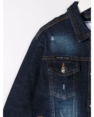 Philipp Plein Junior Dollarプリントデニムジャケット - サムネイル3