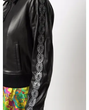 Philipp Plein クリスタル装飾レザージャケット - サムネイル5
