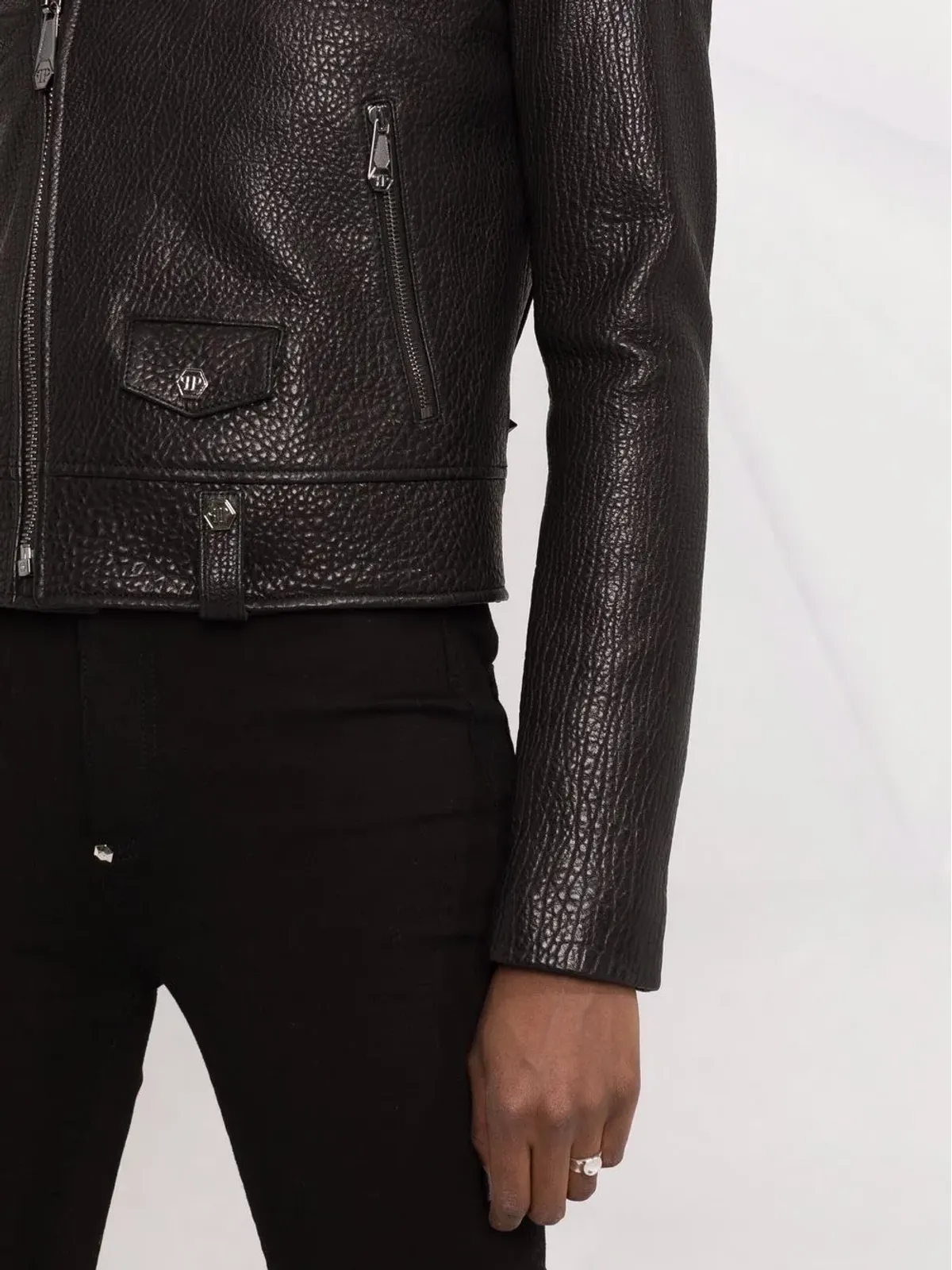 Philipp Plein アイコニック レザーバイカージャケット - 画像3