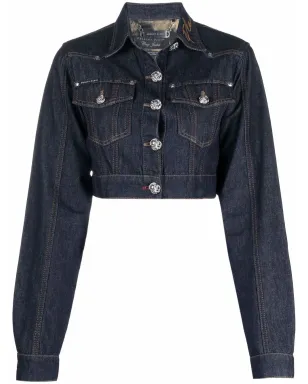 Philipp Plein チェインズ クロップド デニムジャケット - サムネイル1