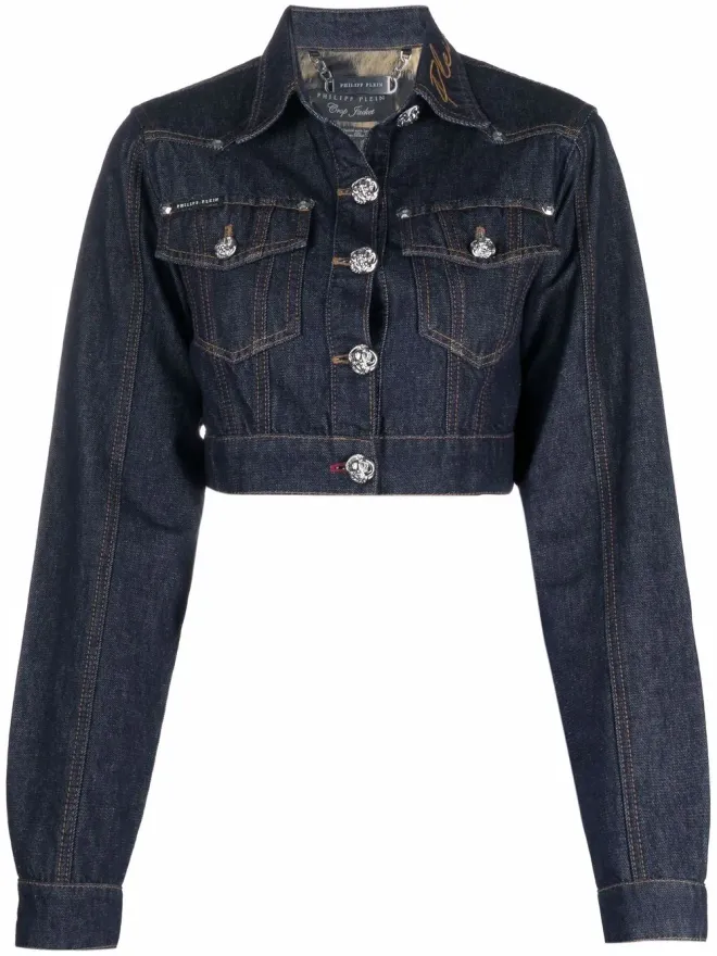 Philipp Plein Philipp Plein チェインズ クロップド デニムジャケットの商品画像