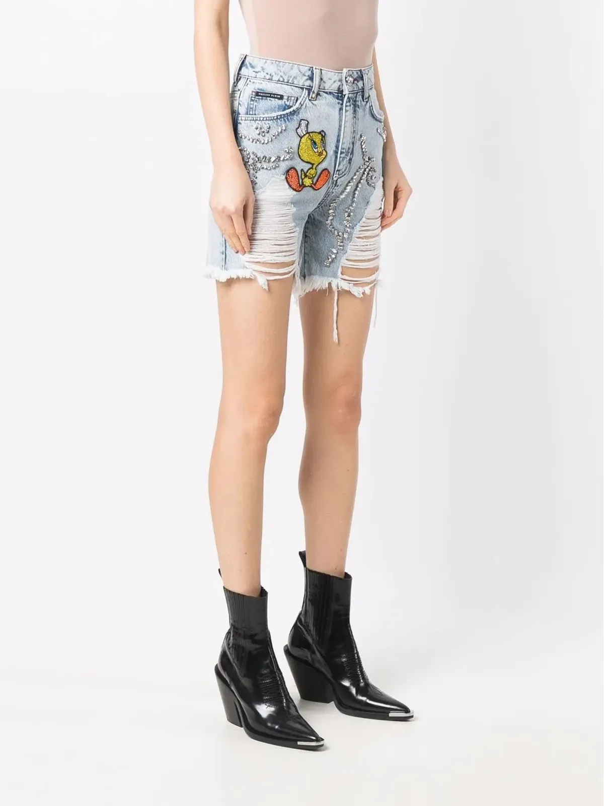 Philipp Plein ルーニー・テューンズ装飾デニムショーツ - 画像3