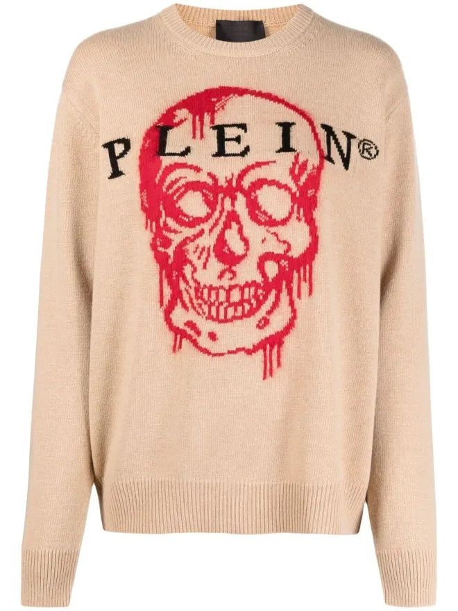 Philipp Plein Philipp Plein インターシャ編みドクロジャンパーの商品画像