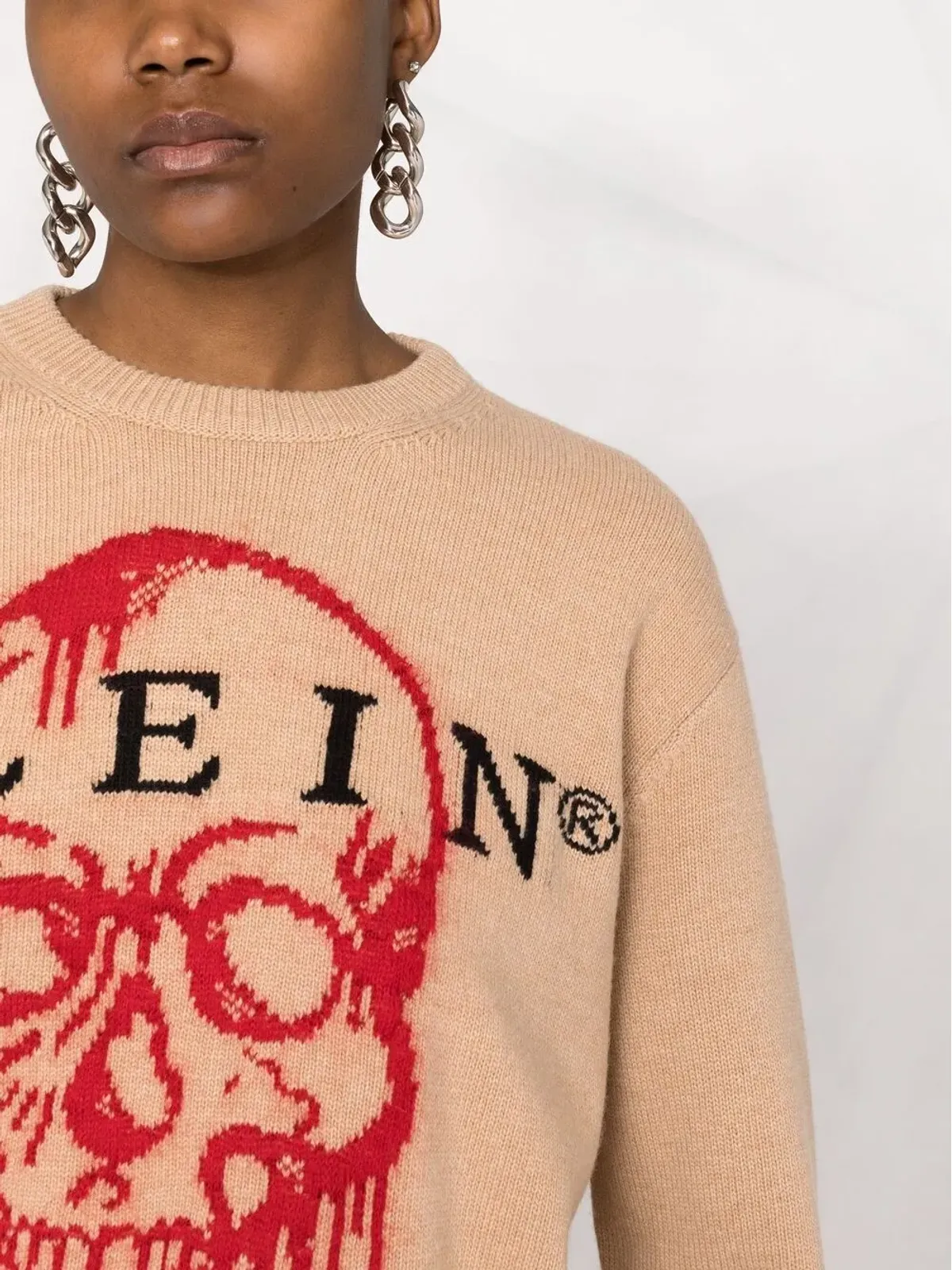 Philipp Plein インターシャ編みドクロジャンパー - 画像3
