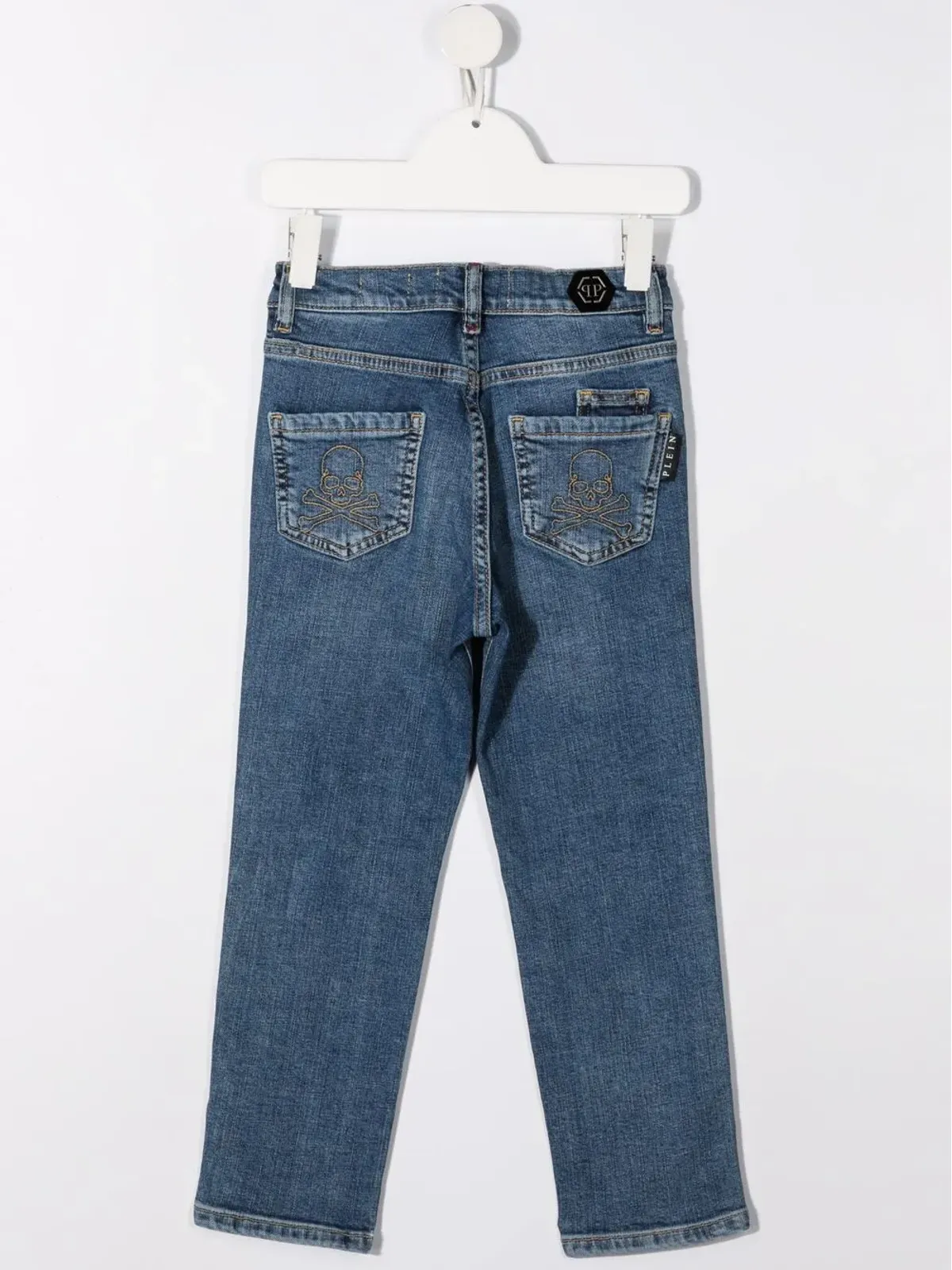 Philipp Plein Junior スカル刺繍デニムジーンズ - ブルー - 画像2