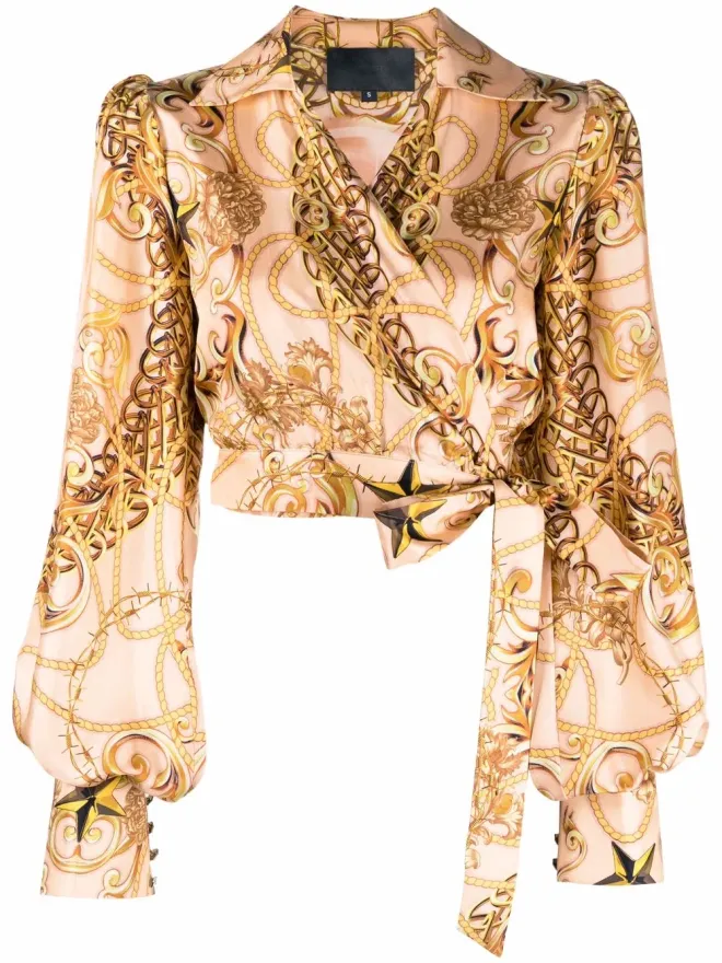 Philipp Plein Philipp Plein 新バロック柄ラップシルクブラウスの商品画像