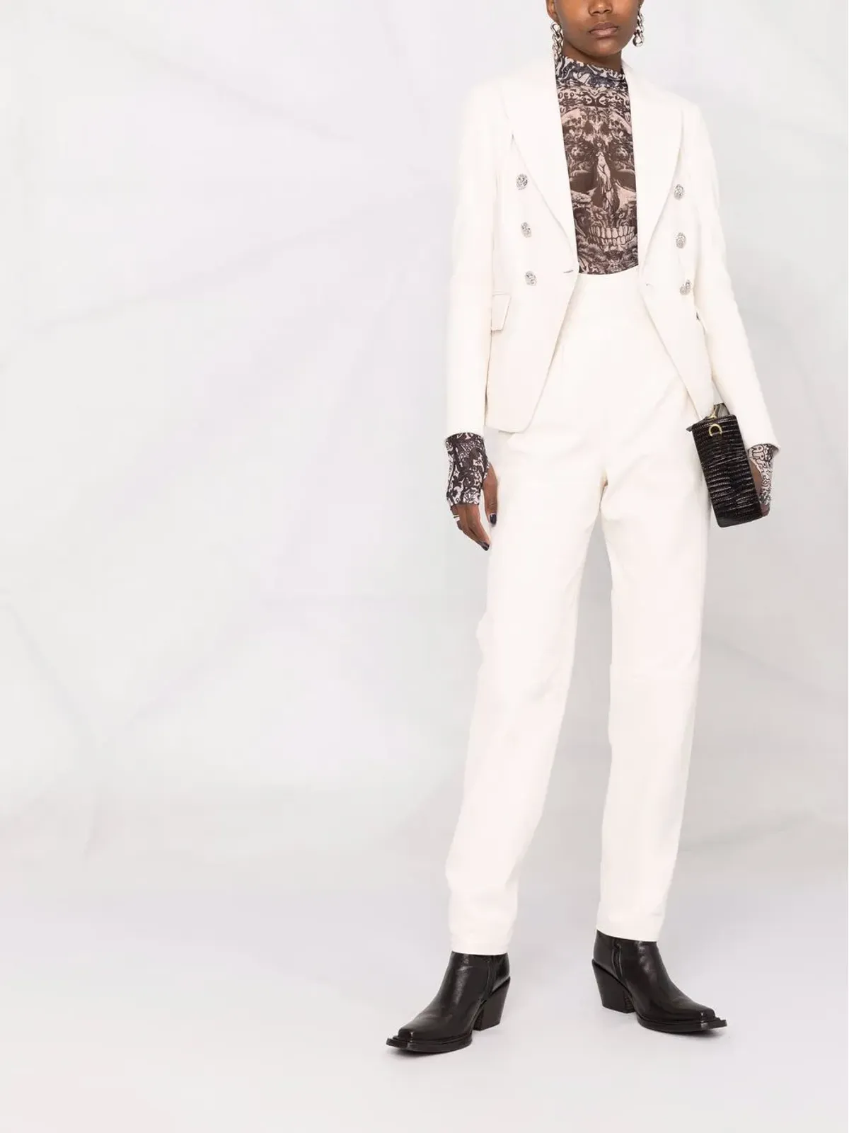 Philipp Plein ハイウエストレザーパンツ - 画像3