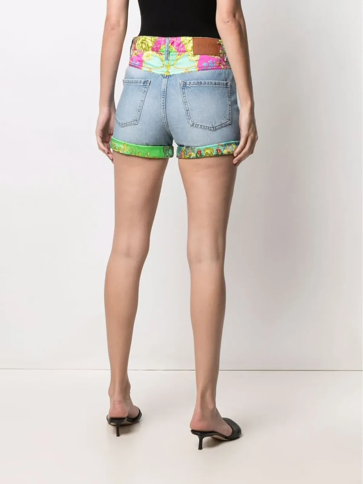 Philipp Plein バロック柄パネルデニムショートパンツ - 画像4