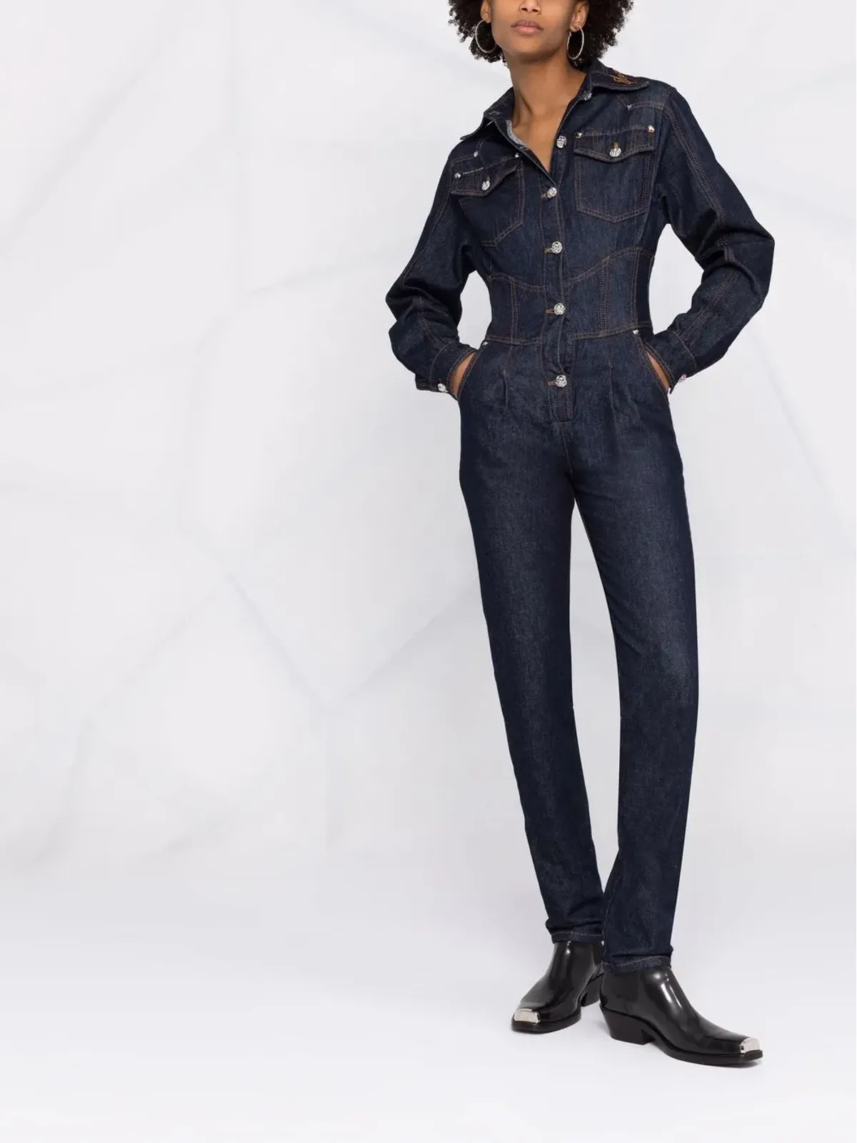 Philipp Plein デニムジャンプスーツ - 画像2