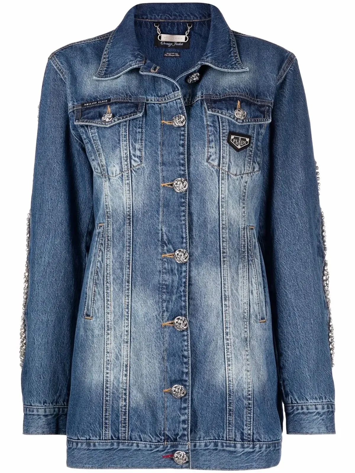 Philipp Plein クリスタル装飾デニムジャケット - 画像1