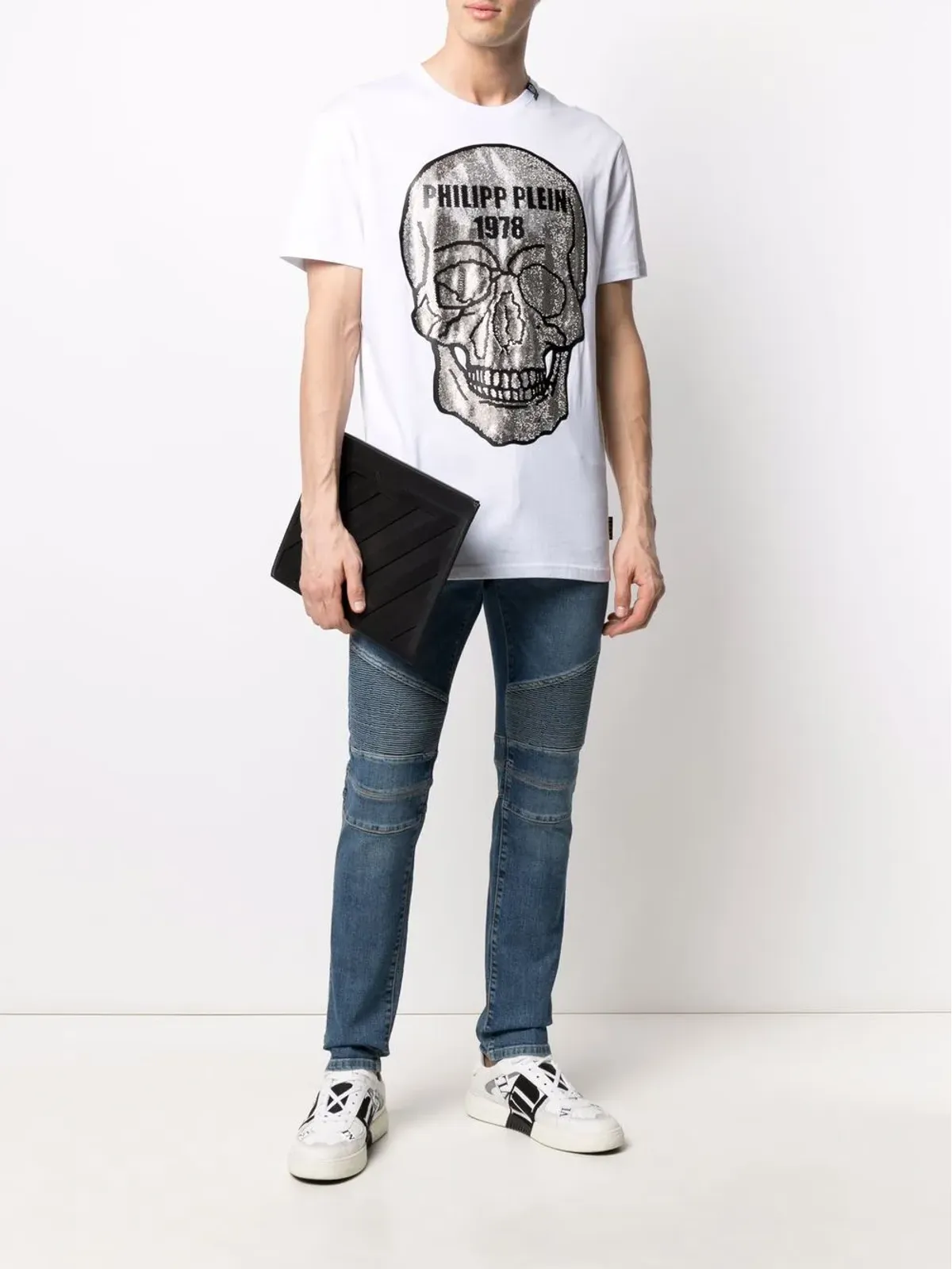 Philipp Plein クリスタルスカル コットンTシャツ - 画像2