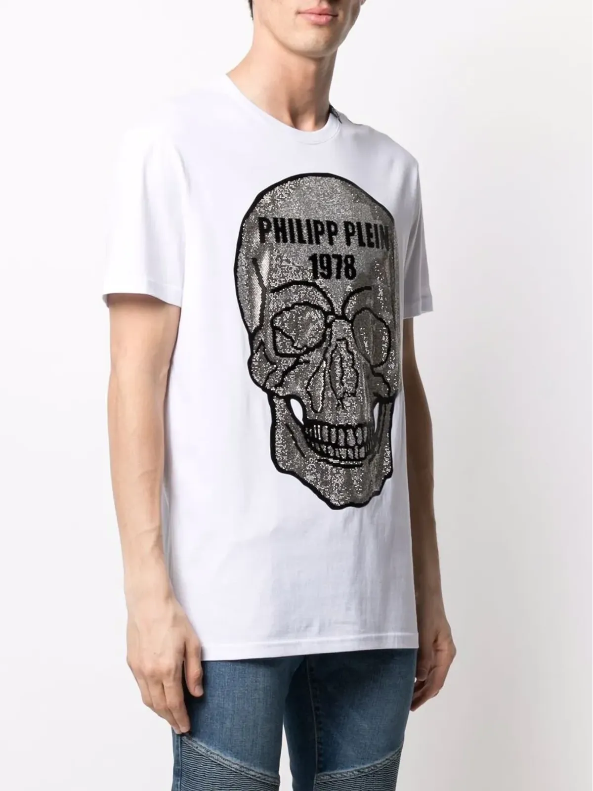Philipp Plein クリスタルスカル コットンTシャツ - 画像3