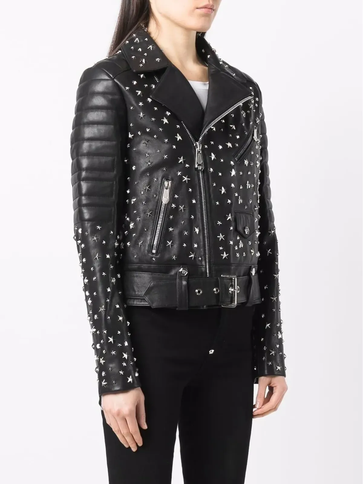 Philipp Plein スタースタッズ付き バイカージャケット - 画像3