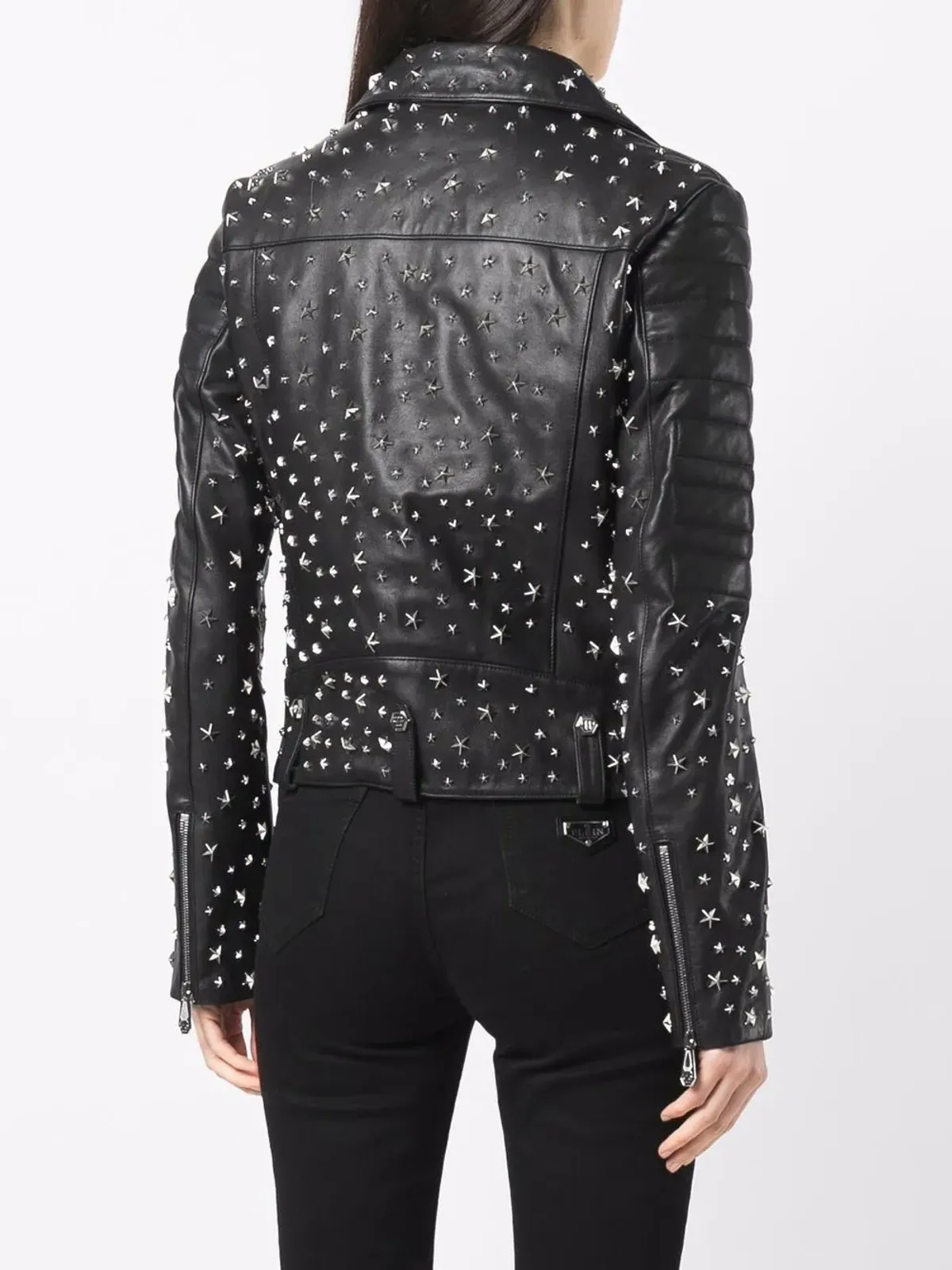 Philipp Plein スタースタッズ付き バイカージャケット - 画像4