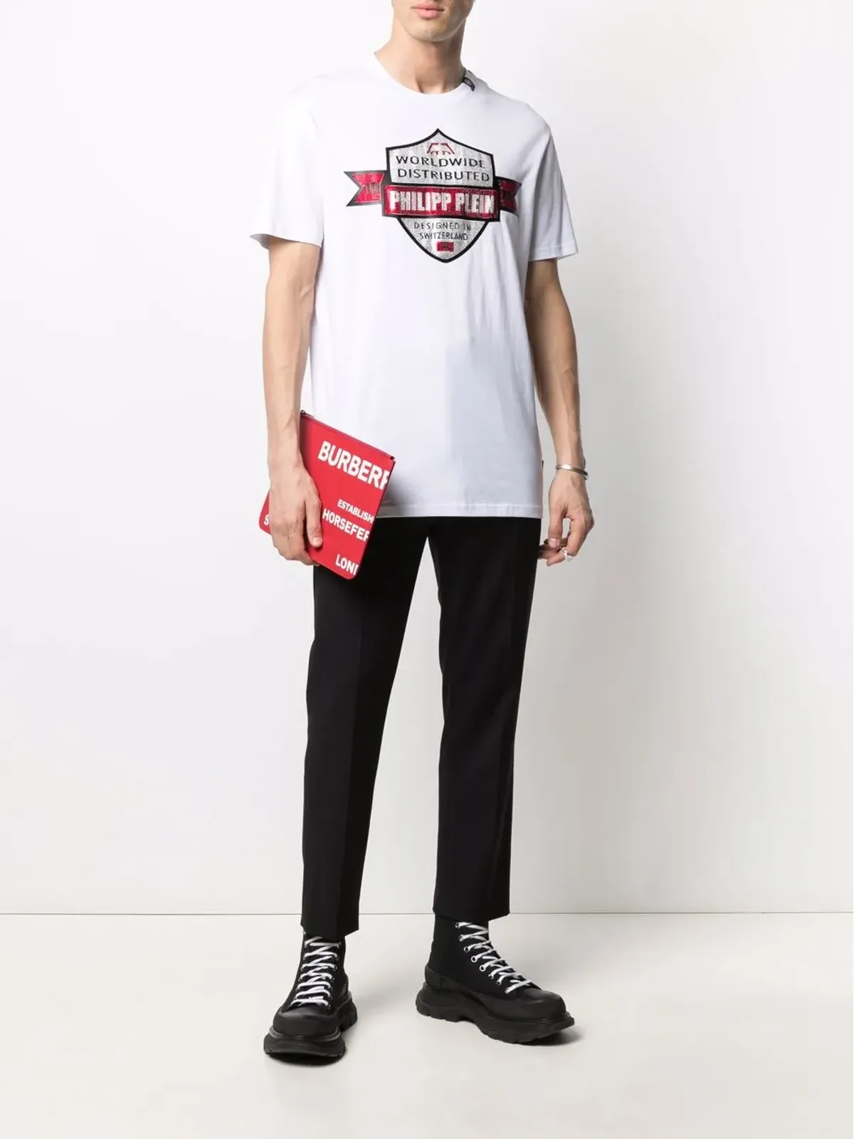 Philipp Plein スローガンプリント コットン Tシャツ ホワイト - 画像2