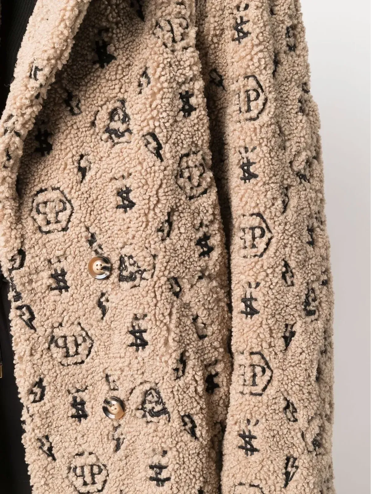 Philipp Plein embroidered monogram faux-shearling coat - 画像5