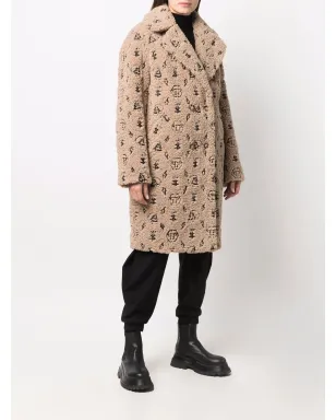 Philipp Plein embroidered monogram faux-shearling coat - サムネイル3