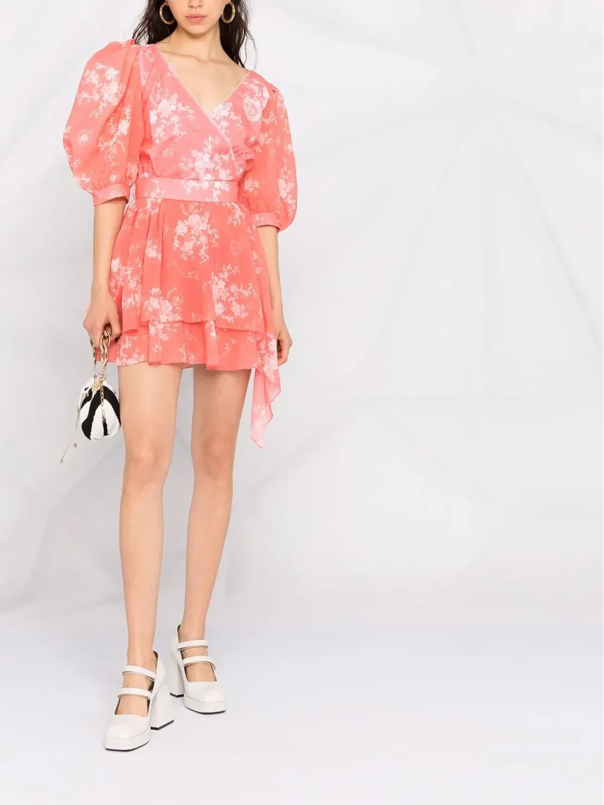 Ulyana Sergeenko 花柄プリントのギャザー入りミニドレス - 画像2