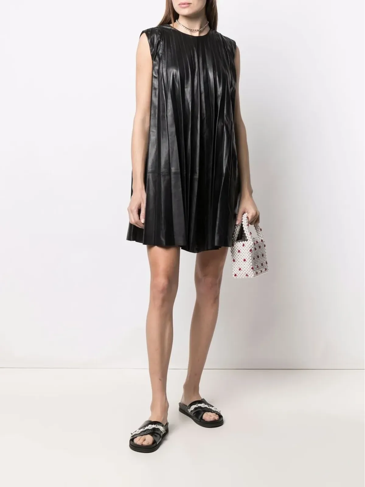 RED Valentino プリーツレザー シフトドレス - 画像2