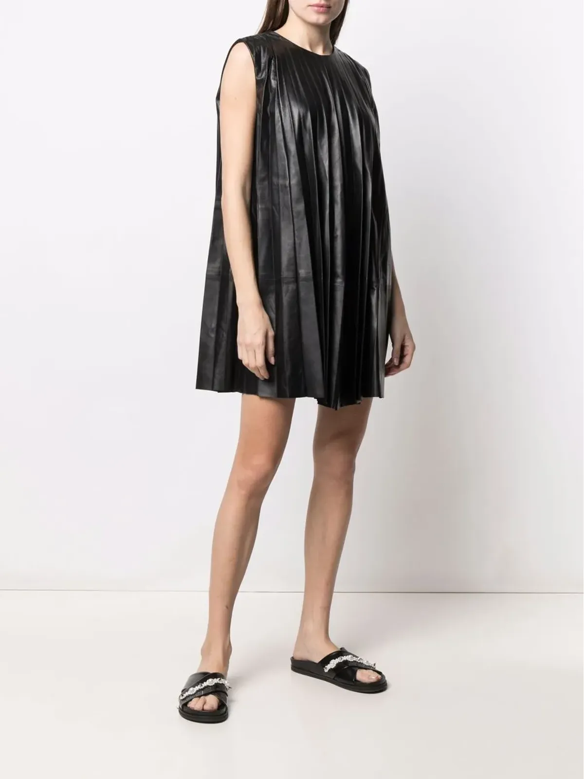RED Valentino プリーツレザー シフトドレス - 画像3