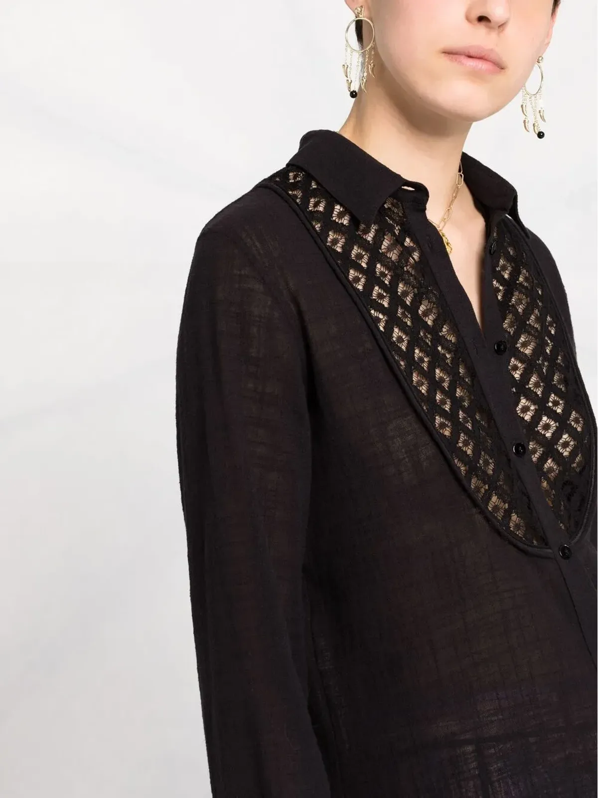 La Perla カットアウトディテール ボタンアップシャツ - ブラック - 画像3
