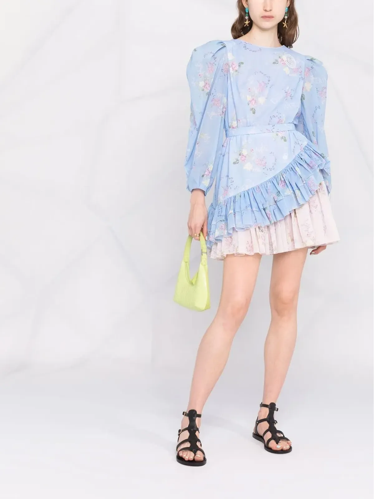 Ulyana Sergeenko 花柄プリントの二色ミニドレス - ブルー - 画像2