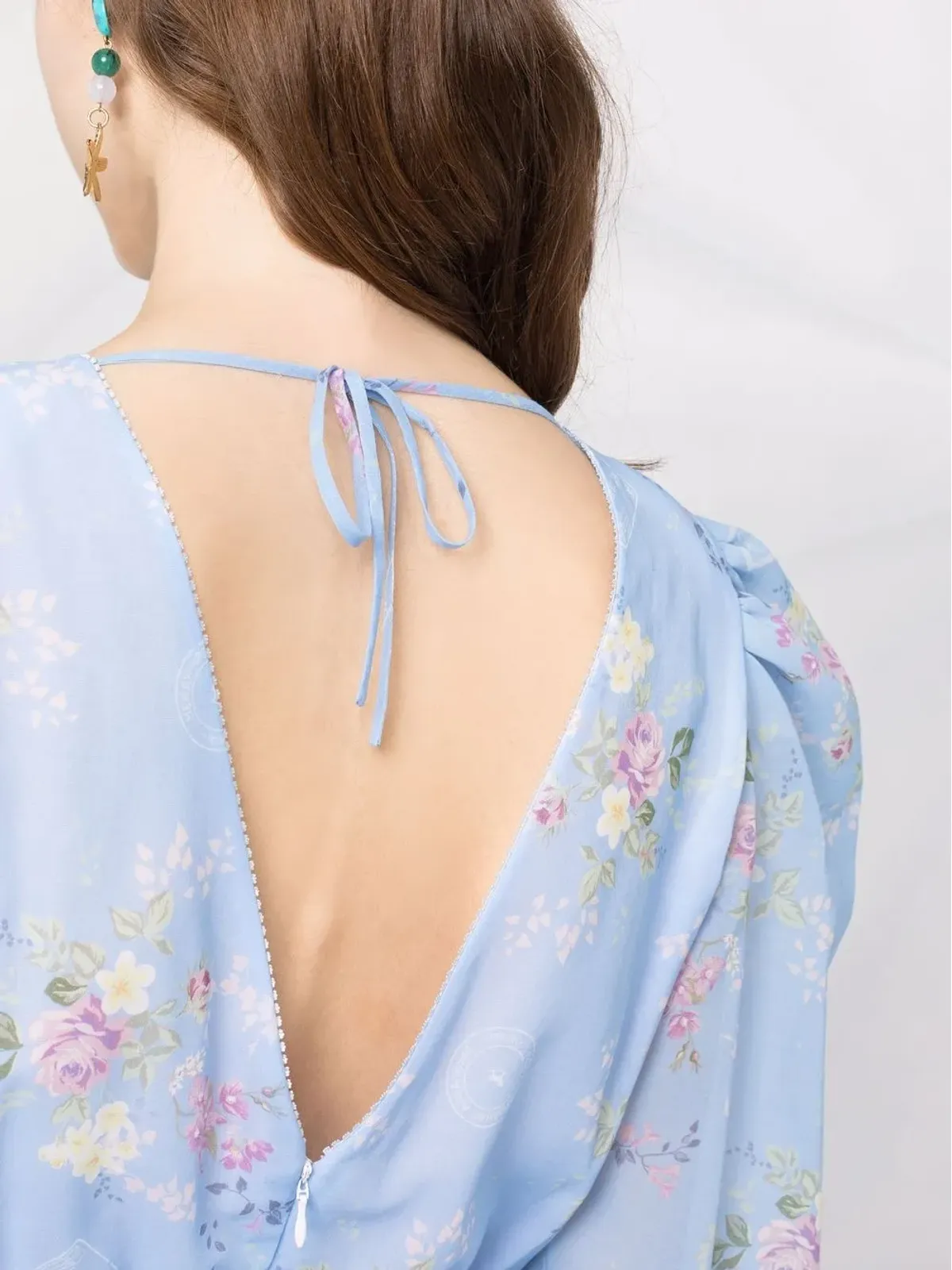 Ulyana Sergeenko 花柄プリントの二色ミニドレス - ブルー - 画像3