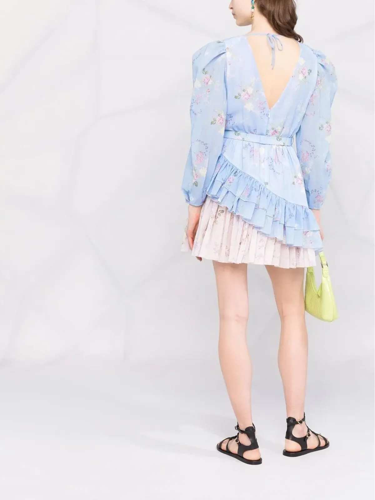 Ulyana Sergeenko 花柄プリントの二色ミニドレス - ブルー - 画像4