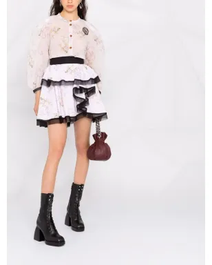 Ulyana Sergeenko アシンメトリック フローラルプリント ミニスカート - サムネイル2