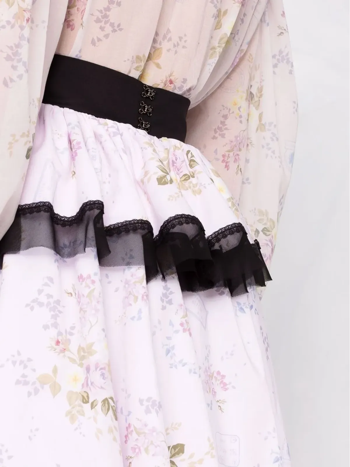 Ulyana Sergeenko アシンメトリック フローラルプリント ミニスカート - 画像3