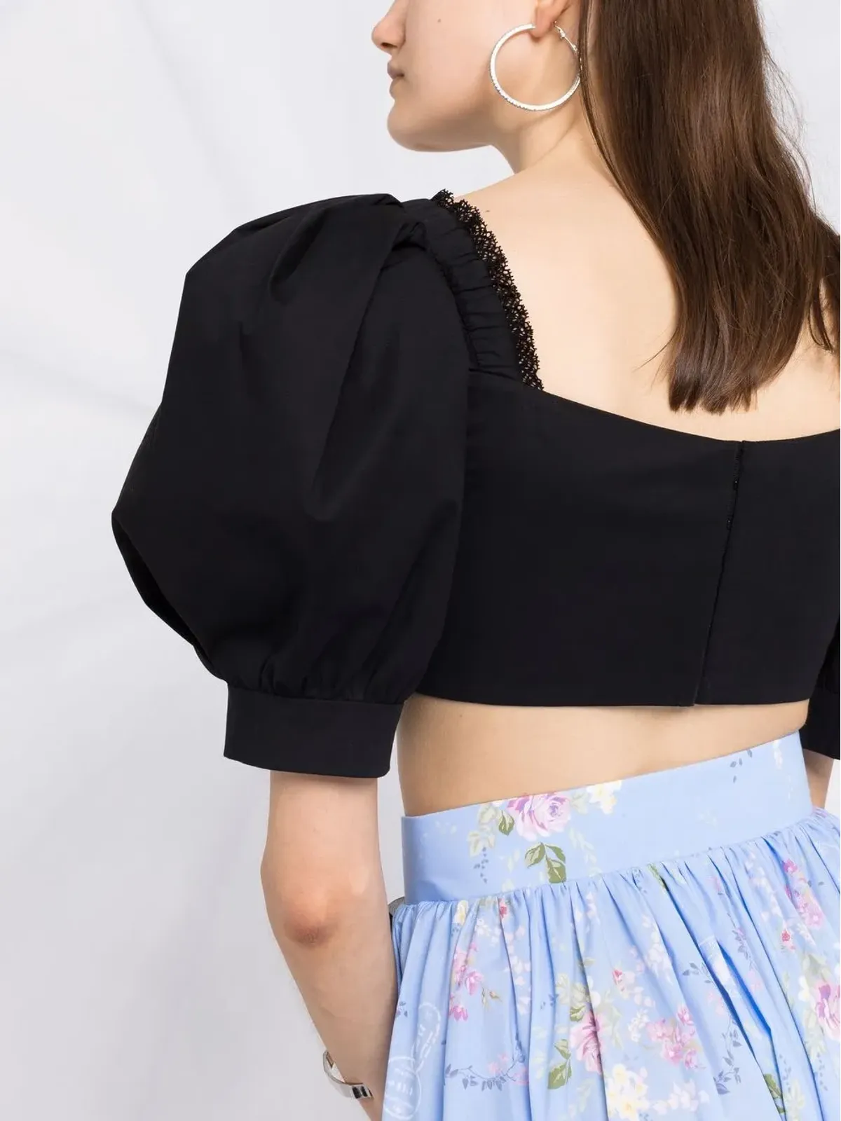 Ulyana Sergeenko クロップドスクエアネックトップ - 画像5