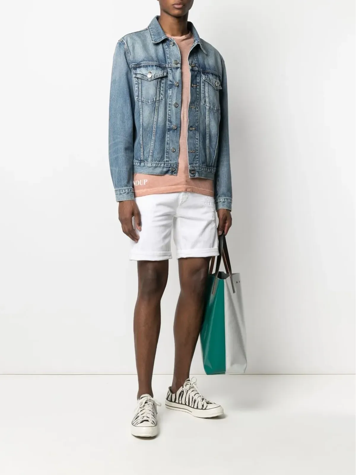 DONDUP distressed-effect cotton shorts - White - 画像2