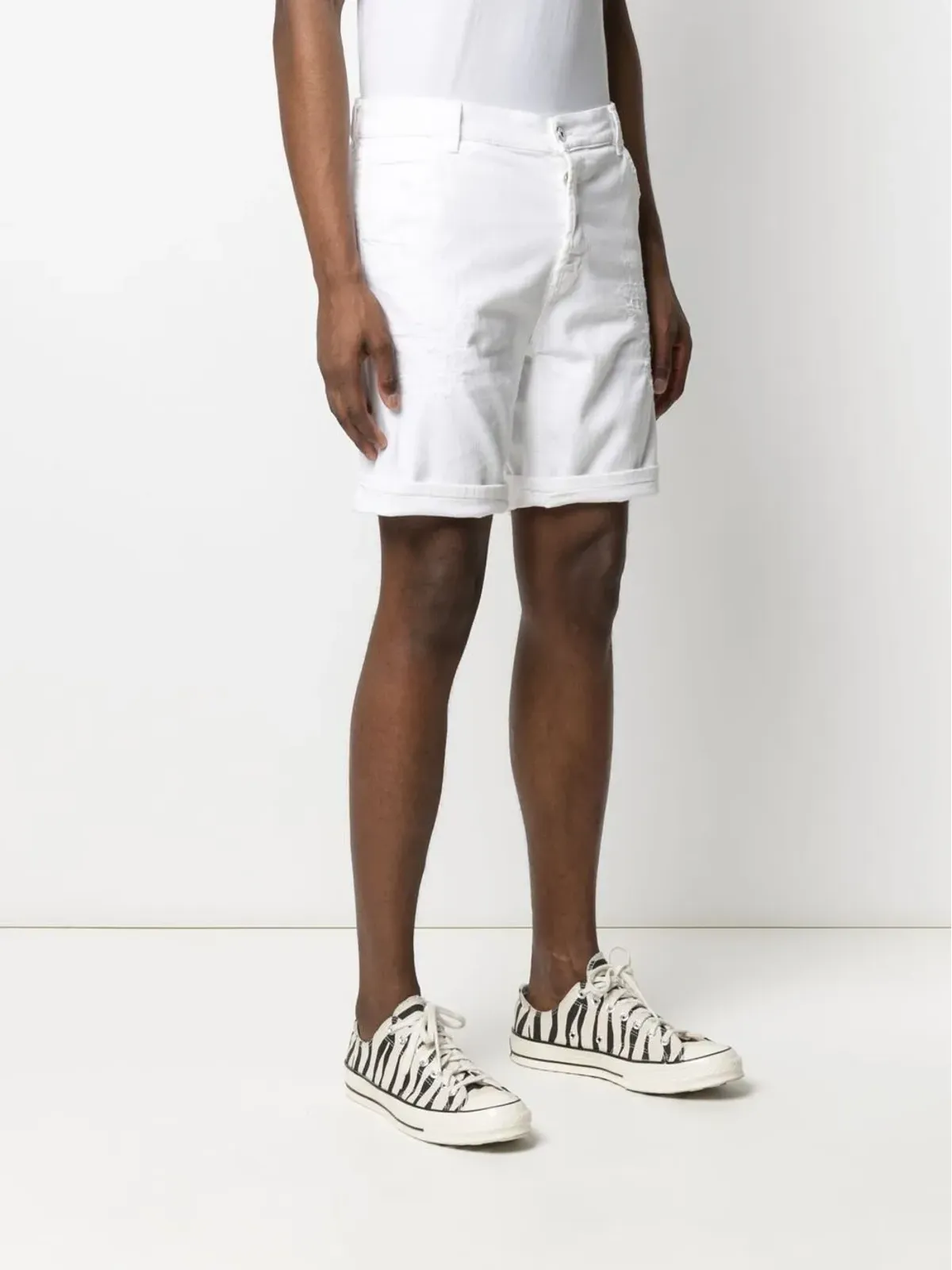 DONDUP distressed-effect cotton shorts - White - 画像3