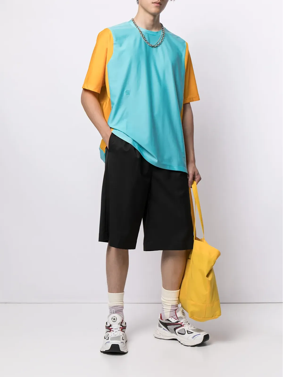 Fumito Ganryu カラーブロック クルーネック Tシャツ - 画像2