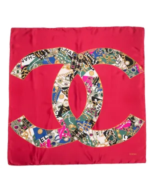 CHANEL ビンテージ CC ジュエルプリント スカーフ - レッド - サムネイル3