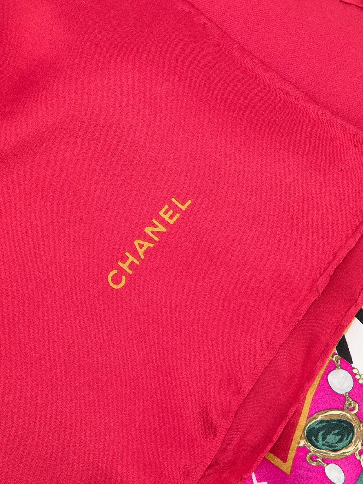 CHANEL ビンテージ CC ジュエルプリント スカーフ - レッド - 画像4