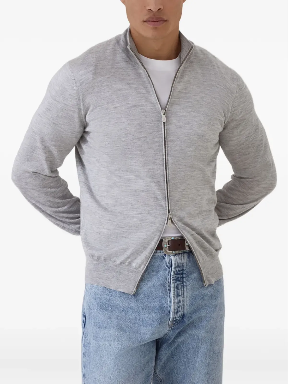 Brunello Cucinelli ジップアップ カシミア・シルク ジャンパー - 画像3
