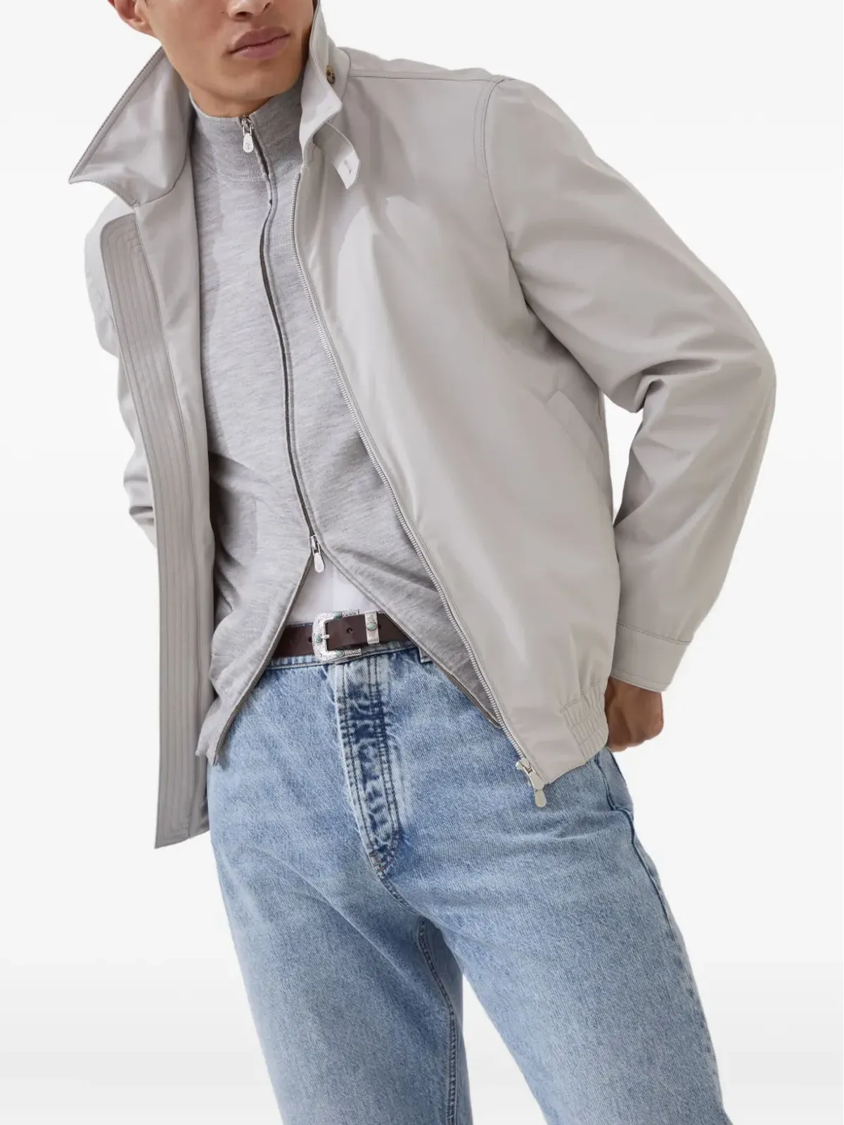 Brunello Cucinelli ジップアップ カシミア・シルク ジャンパー - 画像4