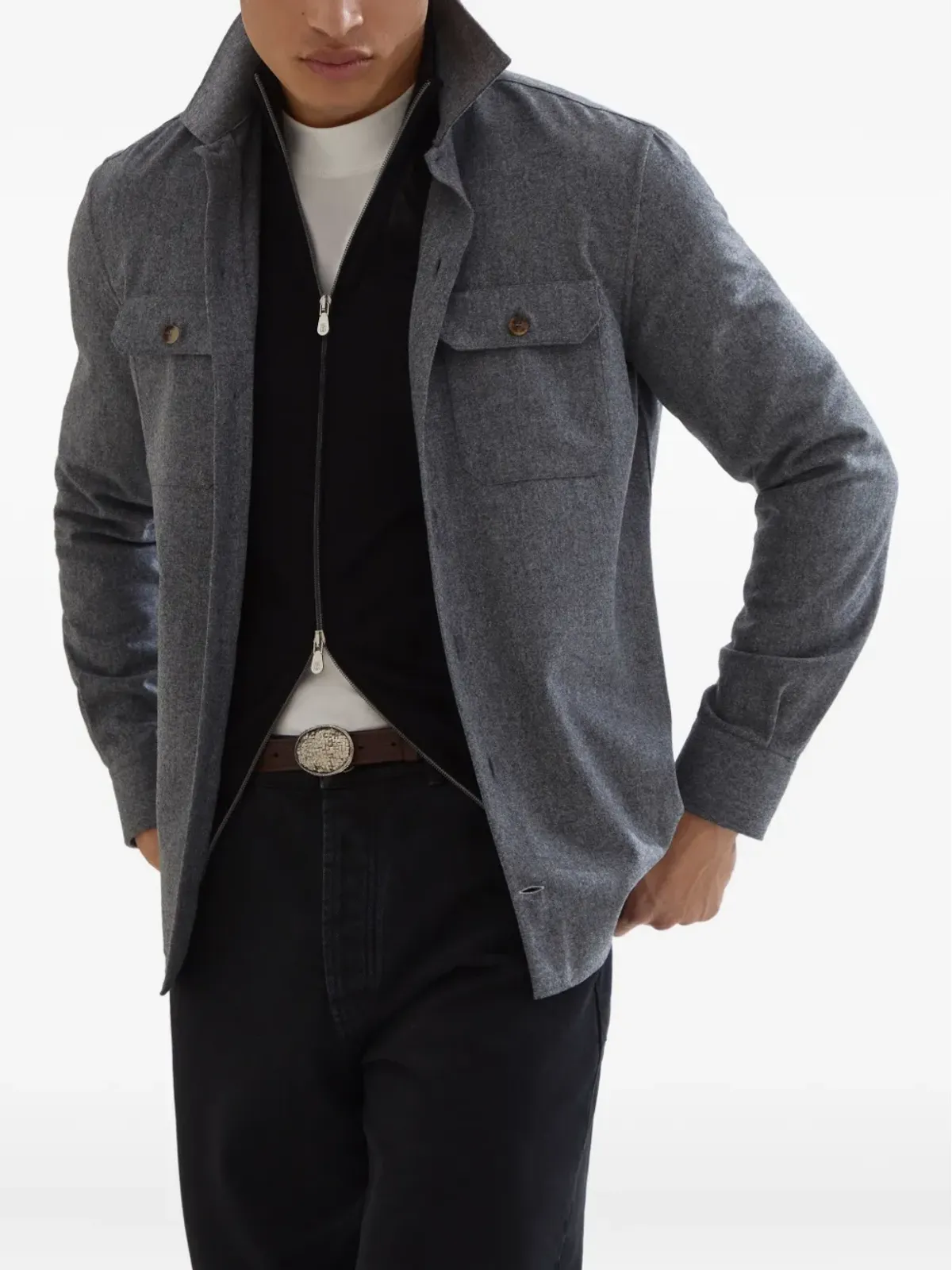 Brunello Cucinelli ジップアップ編みニットカシミヤセーター - 画像5