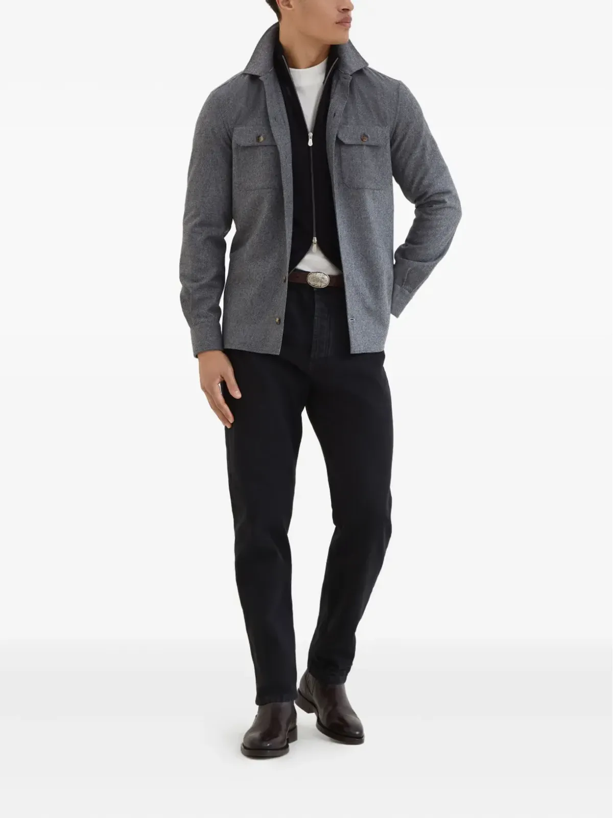 Brunello Cucinelli ジップアップ編みニットカシミヤセーター - 画像2