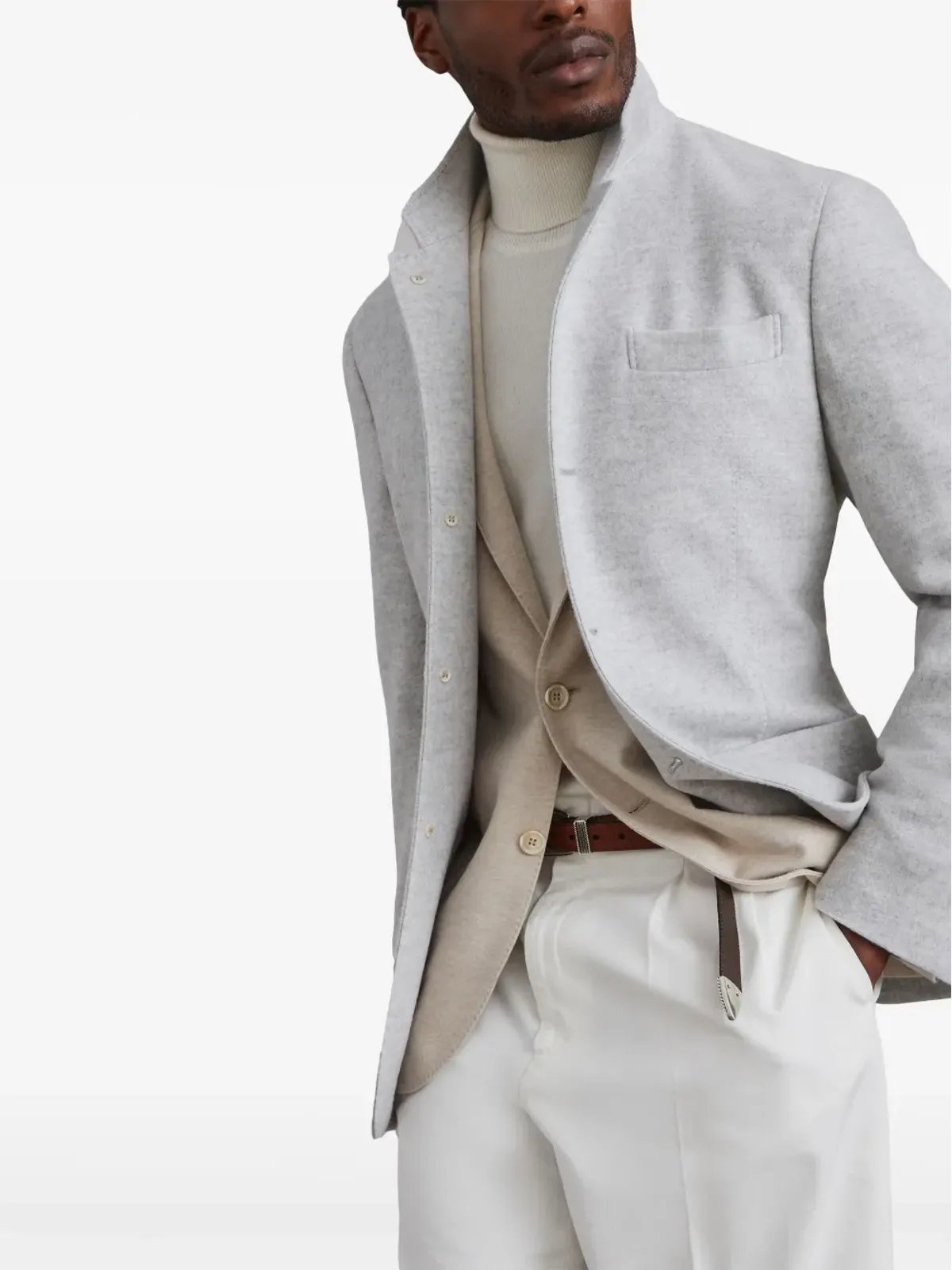 Brunello Cucinelli カシミヤ混 シングルブレストコート - 画像4