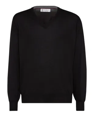 Brunello Cucinelli Vネック ニットセーター（ブラック） - サムネイル1