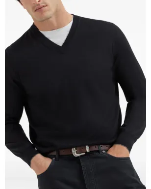 Brunello Cucinelli Vネック ニットセーター（ブラック） - サムネイル3