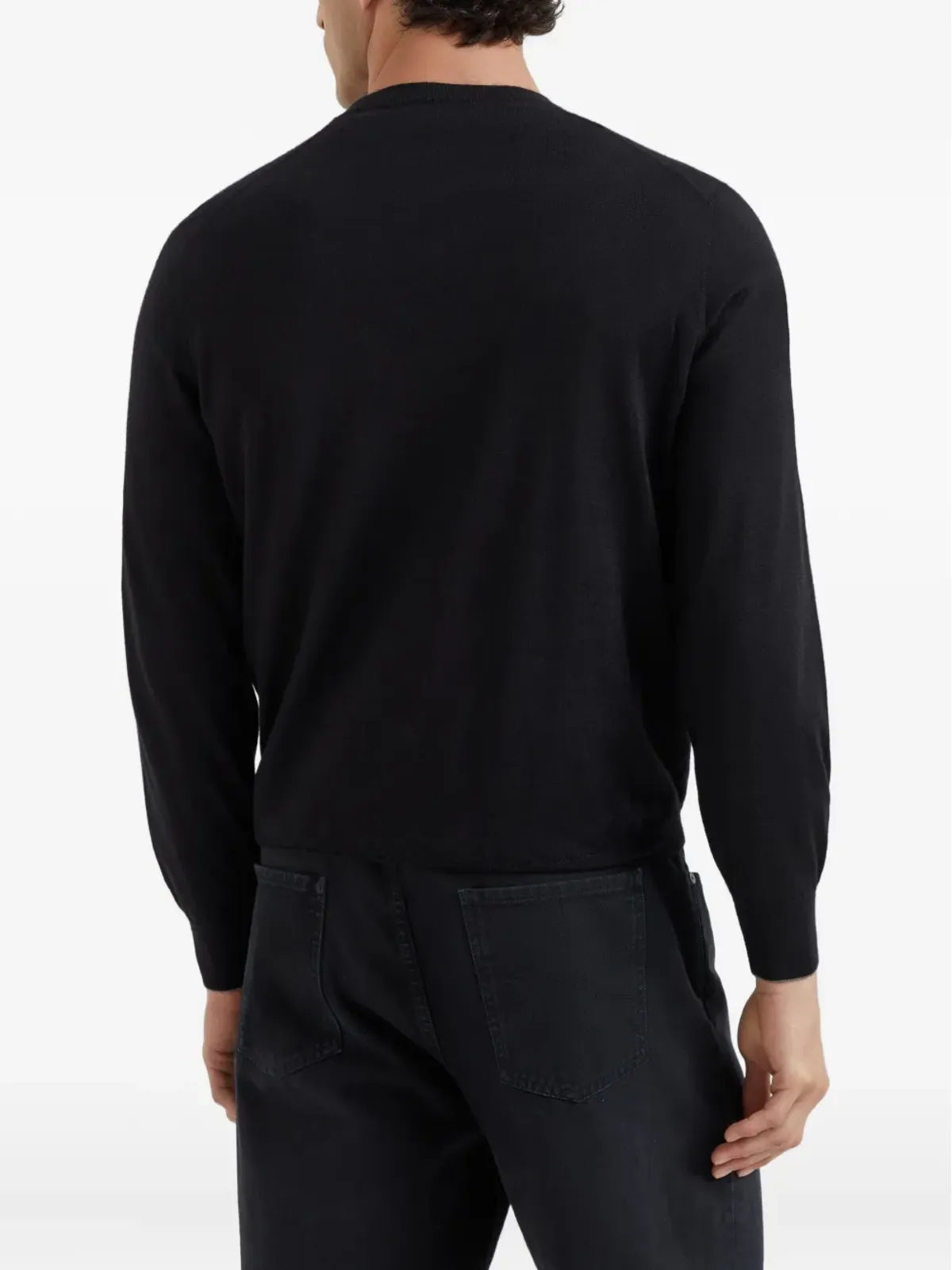 Brunello Cucinelli Vネック ニットセーター（ブラック） - 画像4